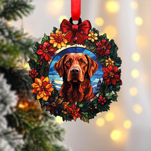 Labrador Fox Red Wreath Christmas Decoration